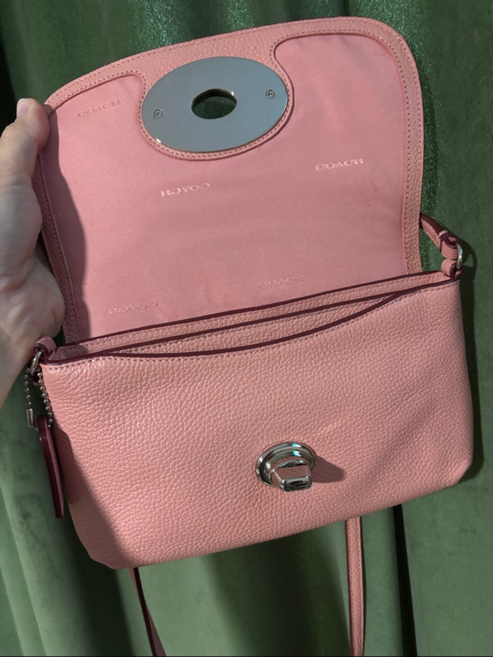 Coach Pink Pebbled Leather Crossbody with Turn-Lock - Picture 6 of 10